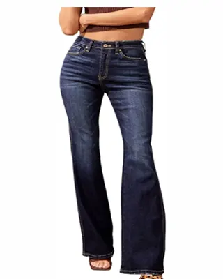 Kan Can Women's High Rise Flare Jeans